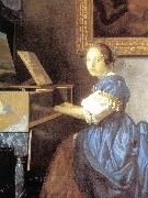 VERMEER VAN DELFT, Jan Lady Seated at a Virginal (detail) aer painting